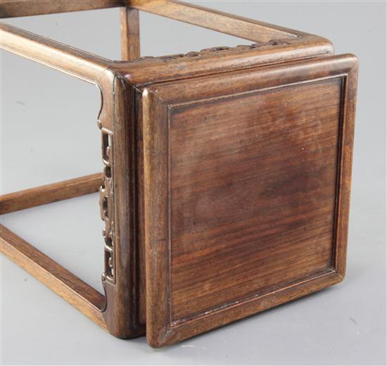 A Chinese huanghuali square vase stand, 19th century, H.30cm W.17.5cm